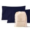 1000 TC Navy Blue Standard Pillowcases Set of 2 100% Egyptian Cotton Pillow Cases with Long Staple Cotton & Sateen Weave, Silky Soft Hotel - Like Bed Pillow Covers for Comfy Sleeping, Snug Fit view 1