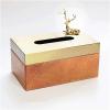 Tissue box High-end Light Luxury Tissue box Metal Leather Simple Tissue box Cover for Home Living Room Dining Table Tissue box Holder Household Tissue box view 1