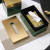 Tissue box High-end Light Luxury Tissue box Metal Leather Simple Tissue box Cover for Home Living Room Dining Table Tissue box Holder Household Tissue box view 3