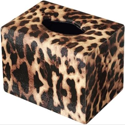Household Decoration Tissue box Tissue box Fashion Leopard Tissue box Cover High-end Leather Tissue box Desktop Decoration for Home Living Room Dressing Table Office Car Desktop/Car Tissue Storage Box