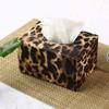 Household Decoration Tissue box Tissue box Fashion Leopard Tissue box Cover High-end Leather Tissue box Desktop Decoration for Home Living Room Dressing Table Office Car Desktop/Car Tissue Storage Box view 2