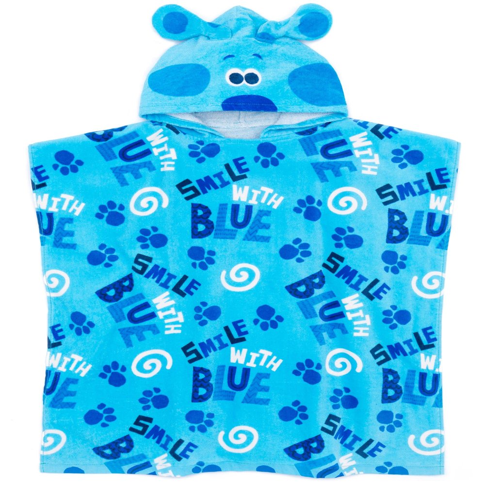 Blues Clues and You Kids Towel Poncho | Boys & Girls Blue Cartoon Bath Towel with 3D Ears | Puppy Swimwear Changing Robe