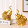 1Pair Gold Feng Shui Elephant Animal Statues Resin Good Luck Elephant Statues Elephant Figurine Statue Decor Home Table Decoration Craft Ornament(3.9 x 3.5 x 5.5in) view 3