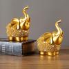 1Pair Gold Feng Shui Elephant Animal Statues Resin Good Luck Elephant Statues Elephant Figurine Statue Decor Home Table Decoration Craft Ornament(3.9 x 3.5 x 5.5in) view 4