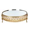 10 Inches 26cm Gold Round Mirror Cake Stand Cupcake Stands Metal Pedestal Holder with Crystals, Party Dessert Cheese Display Plate for Wedding Party Birthday Baby Shower Celebration Home Decoration view 1