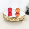 10 Inches 26cm Gold Round Mirror Cake Stand Cupcake Stands Metal Pedestal Holder with Crystals, Party Dessert Cheese Display Plate for Wedding Party Birthday Baby Shower Celebration Home Decoration view 2