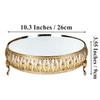 10 Inches 26cm Gold Round Mirror Cake Stand Cupcake Stands Metal Pedestal Holder with Crystals, Party Dessert Cheese Display Plate for Wedding Party Birthday Baby Shower Celebration Home Decoration view 3