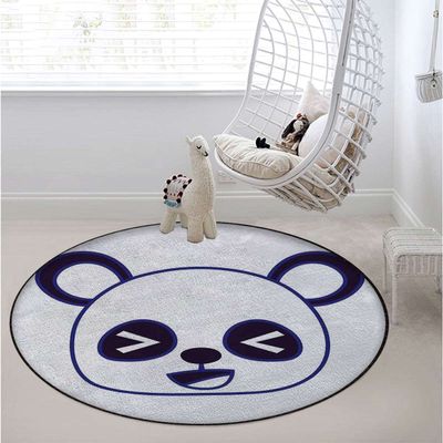 Anime Chair Mat for Hardwood Floor Noise Cancelling Gaming Chair Mat Round Anti-Slip Office Chair Mat for Home Office Gaming Room Cartoon Smiling Panda Animal,White and Black Diameter 43.3 in