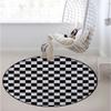 Checkered Gaming Chair Mat Round Floor Mats for Office Chair Computer Gaming Desk Mat for Rolling Chair Non-Slip Gaming Rug Checkers Game Geometric Grid Style,White Charcoal Diameter 47.2 in view 3