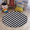 Checkered Gaming Chair Mat Round Floor Mats for Office Chair Computer Gaming Desk Mat for Rolling Chair Non-Slip Gaming Rug Checkers Game Geometric Grid Style,White Charcoal Diameter 43.3 in view 4