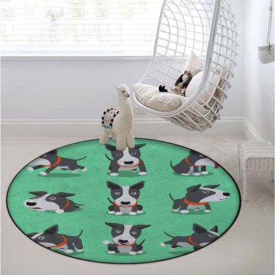 Boston Terrier Round Home Office Computer Hardwood Floor Protector Mat Soft Thick Low Pile Gaming Rolling Desk Chair Mat Carpet Minimalist Colorful Assortment,Multicolor Diameter 60 in