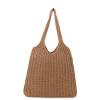 ENBEI Handmade Crochet Shoulder Bag for Women, Foldable and Lightweight Polyester Tote, Stylish & Practical Travel Purse (Sandy brown) view 1