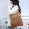 ENBEI Handmade Crochet Shoulder Bag for Women, Foldable and Lightweight Polyester Tote, Stylish & Practical Travel Purse (Sandy brown) view 2
