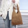 ENBEI Handmade Crochet Shoulder Bag for Women, Foldable and Lightweight Polyester Tote, Stylish & Practical Travel Purse (Sandy brown) view 3