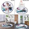 Anime Soft Microfiber Polyester Non-Slip Round Mat/Runner, Plush Water Absorbent Accent Rug for Bathroom Vanity, Bathtub/Shower, Manga Cartoon Style,Blue and White Diameter 60 in view 3