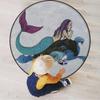 Anime Soft Microfiber Polyester Non-Slip Round Mat/Runner, Plush Water Absorbent Accent Rug for Bathroom Vanity, Bathtub/Shower, Manga Cartoon Style,Blue and White Diameter 60 in view 4