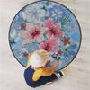Abstract Round Office Chair Mat for Hardwood Floor Computer Gaming Rolling Chair Mat Floor Protector Mat Desk Rug Modern Romantic Floral Design,Pink Purple Diameter 60 in view 3