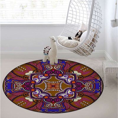 Abstract Rug Round Carpet Trendy Area Rugs Non Slip Soft Floor Carpet Cozy Bath Mat for Indoor Bedroom Living Room Bathroom Floor Mat 70s Party Hippie Vintage Mini,Vermilion Black Diameter 47.2 in