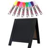 Rustic Whitewash Double Sided Chalkboard with 8Pcs Liquid Chalk Markers, 7.5"*8.6" Tabletop Stand, Small Countertop Chalkboard Easel for Menu, Kitchen, Restaurants, Bar, Wedding and Home Decor (Black) view 1