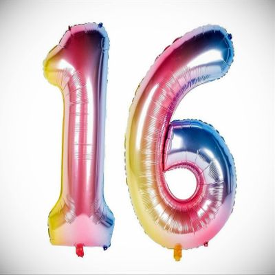 40" 16 Gradient Horse Pink Foil Number Balloons Birthday Float Helium Hanging Balloon Bright Color for Wedding Decoration Banner Air Balloon