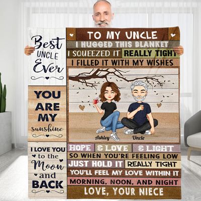 KERAOO Custom Throw Blankets Gift for My Uncle, Uncle Birthday Gift Ideas, Valentine's Christmas Graduation Birthday Gift for Him (for Uncle-02)