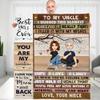 KERAOO Custom Throw Blankets Gift for My Uncle, Uncle Birthday Gift Ideas, Valentine's Christmas Graduation Birthday Gift for Him (for Uncle-02) view 1