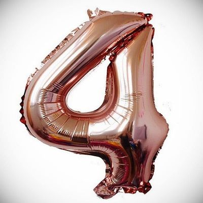 40" Giant Rose Gold Four Year Old Birthday 4 Month Number Float Balloon Hanging Balloon Bright Color for Wedding Decoration Banner Air Balloon