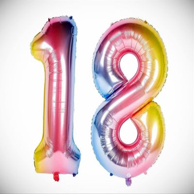 40" 18 Gradient Horse Pink Foil Number Balloons Birthday Float Helium Hanging Balloon Bright Color for Wedding Decoration Banner Air Balloon