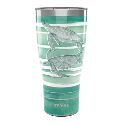Tervis Traveler Guy Harvey Freeswim Turtle Triple Walled Insulated Tumbler Travel Cup Keeps Drinks Cold & Hot, 30oz, Stainless Steel