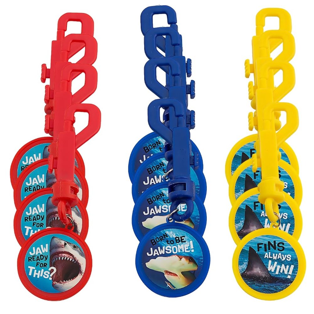 Fun Express Discovery Shark Week Backpack Clip Keychains - 12 Pieces