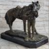 EUROPEAN BRONZE Art Deco Female Woman Jockey with her Horse Bronze Sculpture Hand Made Decorative Gift Handmade view 2