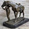 EUROPEAN BRONZE Art Deco Female Woman Jockey with her Horse Bronze Sculpture Hand Made Decorative Gift Handmade view 4