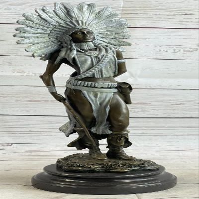 EUROPEAN BRONZE Sign Milo Native American Indian Girl Bronze Sculpture Figure Statue Figurine Decorative Gift Handmade