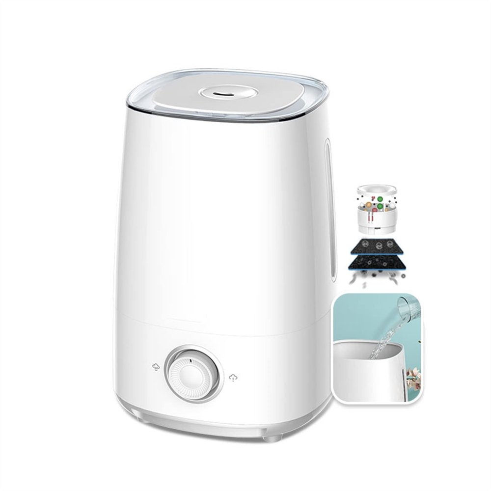Mute Bedroom Humidifier 4L Water Tank Top Fill Oil Diffuser Humidifiers for Home Large Room - Auto-Shut Off - Whisper-Quiet Operation Cool Mist Humidifier