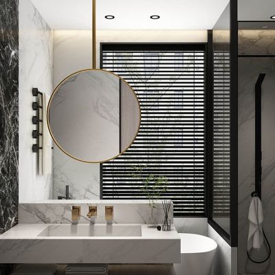 Large Circle Mirror, Ceiling Mounted Hanging Mirror, Decorative Mirrors for Wall Bathroom Vanity, Gold Metal Frame Mirror - Customizable Mirror Boom (Size : Diameter-70CM/27.6INCH)