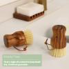 Teak Dish Scrub Brush 2PCS by HTB, Good Grip Small Wooden Dish Brush with Teak Handle & Sisal Bristles for Kitchen, Wood Cleaning Scrubbers Set for Washing Pan/Pot/Vegetable/Fruit view 2
