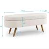 Deolme Storage Ottoman Bench, 43 inches Long Flip Top Vanity Entryway Bench, Modern Linen Fabric End of Bed Bench Footstool with Rubber Wood Legs for Living Room, Bedroom, Entryway (White) view 2