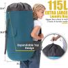 Backpack Laundry Bag, 115L Heavy Duty Extra Large College Laundry Backpack, Dirty Clothes Bag with Shoulder Straps, Laundry Hamper Bag with Drawstring Closure for College Dorm, Apartment Teal view 3