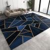 Black Blue Geometric Marble Texture Area Rug, Golden Line Light Luxury Non-Slip Carpet, Soft Rug Washable Breathable Durable for Living Room Bedroom Dining Room Boy Girl Decor 5 x 8ft view 3