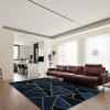 Black Blue Geometric Marble Texture Area Rug, Golden Line Light Luxury Non-Slip Carpet, Soft Rug Washable Breathable Durable for Living Room Bedroom Dining Room Boy Girl Decor 5 x 8ft view 4
