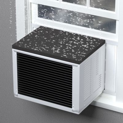 BJADES Window Air Conditioner Drip Cushion,AC Rain Cover with Holds Strong Magnetic Backing for Window AC Units Stops Cushion Moving,Stops Noise from Raining Driping