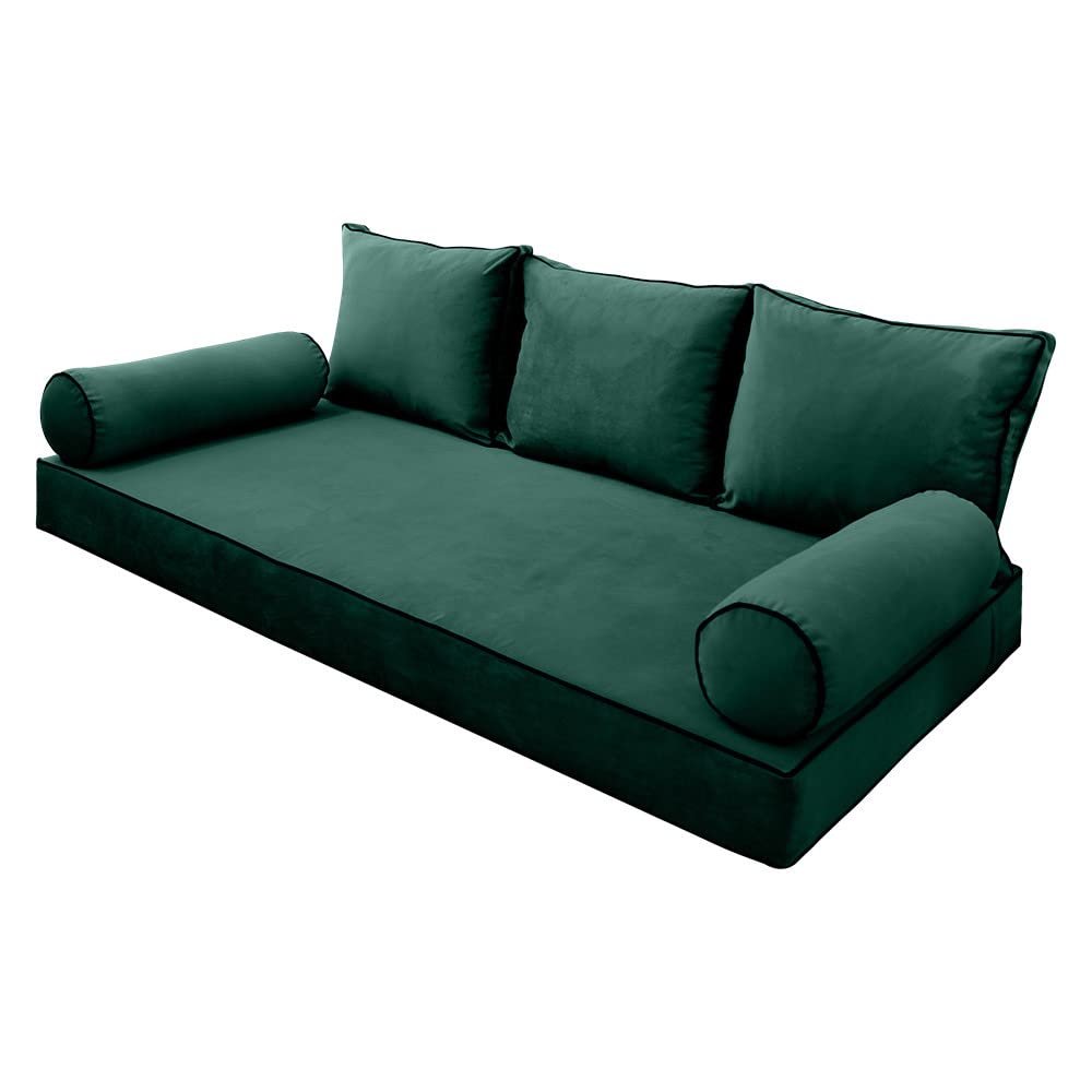 SLIPCOVER ONLY S.V3 Velvet Indoor Daybed Mattress Pillow Covers Contrast Pipe Twin AD317