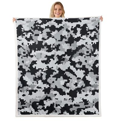 Erosebridal Kids Teens Camo Flannel Blanket, Boys Camouflage Throw Blanket 40"X50" Grey Abstract Camouflage Fleece Blanket for Boys Adult Men, Military Camo Plush Bed Blanket Decorative Sofa Couch