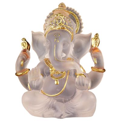 Clear Colored Glaze Figurine - God Buddha Sculpture for Home Decor, White