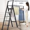 XYXHEII Clothes Drying Rack, Collapsible Laundry Rack with Hanging Rods, Aluminum Alloy Clothes Hanger Indoor, Space-Saving Ladder Drying Rack, 2 in 1 Home Ladder and Clothes Airer view 3