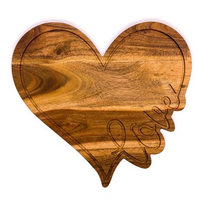 Affinity Decor Acacia Wood Valentine's Day Gift Cheese Cutting Chopping Charcuterie Board for cheese Platter Serving Try Plate (Love Heart Board 10.6"L x 11.6"W)