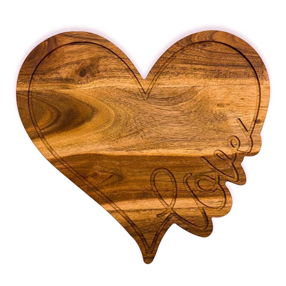 Affinity Decor Acacia Wood Valentine's Day Gift Cheese Cutting Chopping Charcuterie Board for cheese Platter Serving Try Plate (Love Heart Board 10.6"L x 11.6"W)