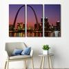 3 Pieces Wall Art for Living Room Large Size St. Louis Arch at Night Office Wall Decor Missouri Canvas Prints St. Louis Skyline Modern Artwork for Bedroom Bathroom Framed Ready to Hang, 60"Wx40"H view 2
