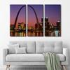 3 Pieces Wall Art for Living Room Large Size St. Louis Arch at Night Office Wall Decor Missouri Canvas Prints St. Louis Skyline Modern Artwork for Bedroom Bathroom Framed Ready to Hang, 60"Wx40"H view 3