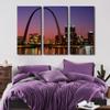 3 Pieces Wall Art for Living Room Large Size St. Louis Arch at Night Office Wall Decor Missouri Canvas Prints St. Louis Skyline Modern Artwork for Bedroom Bathroom Framed Ready to Hang, 60"Wx40"H view 4